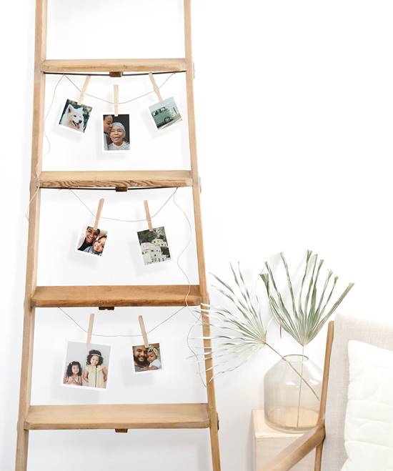 Wooden Ladder Photo Wall