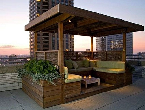 rooftop architecture wooden planks