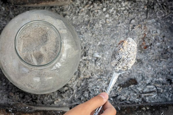 wood ash in tablespoon